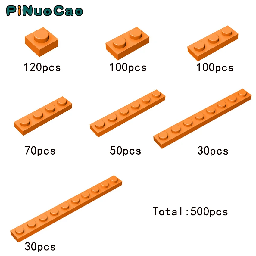 

Строительный блок PINUOCAO, 500 строительный блок, совместимый с 3024 3023 3623 3710 3666 3460, деталь, пластина, творческие детские игрушки