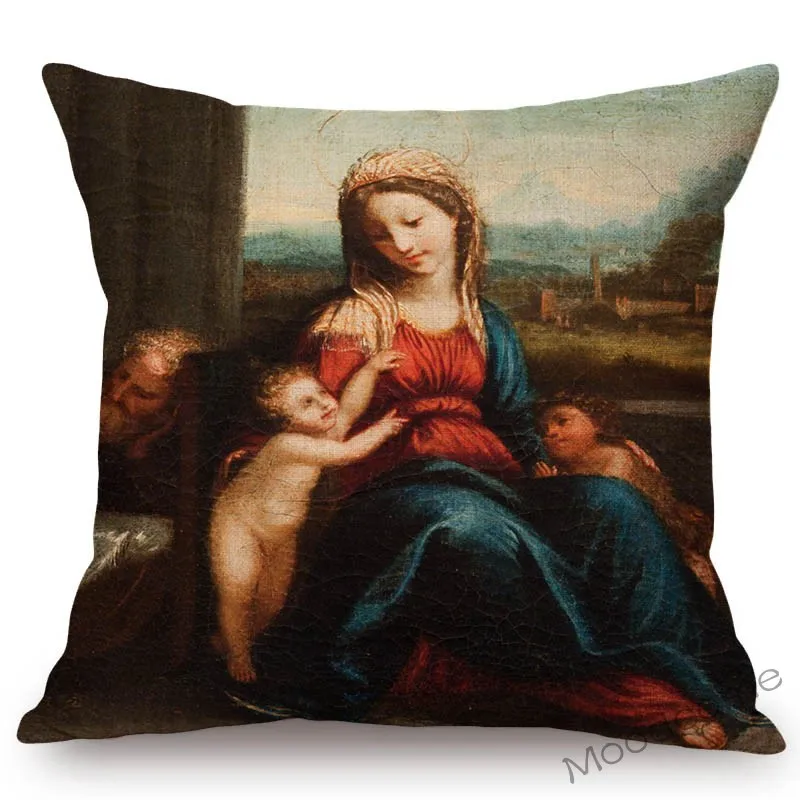 Раскраска на тему Библии картина маслом Иисус Христа Дева Мария ангелы