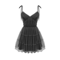 gothic sexy dress v collar vintage y2k spaghetti strap mesh patchwork mini dresses 2022 summer high waist dress for women