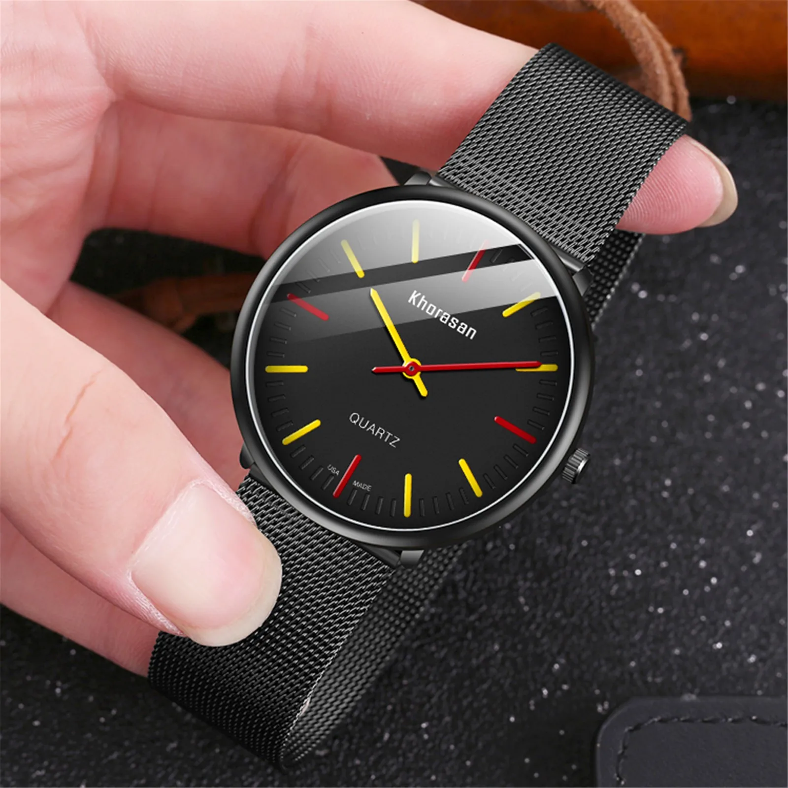 

Funny Watch Men Business Style Retro Mesh Stainless Steel Band Thin Quartz Wrist Watch Male Clocks Dropshipping