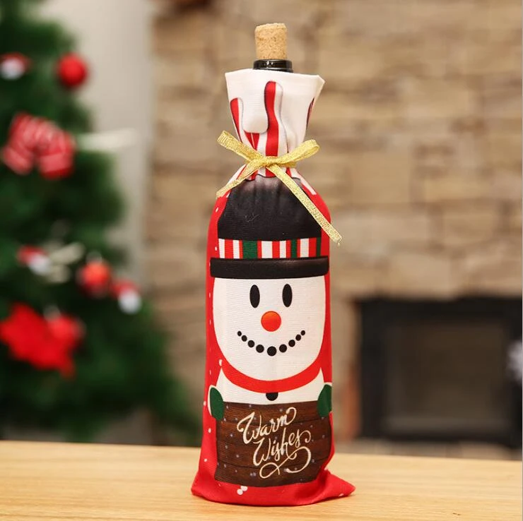 Рождественские наборы для бутылок 1 шт. с изображением снеговика/Деда Мороза