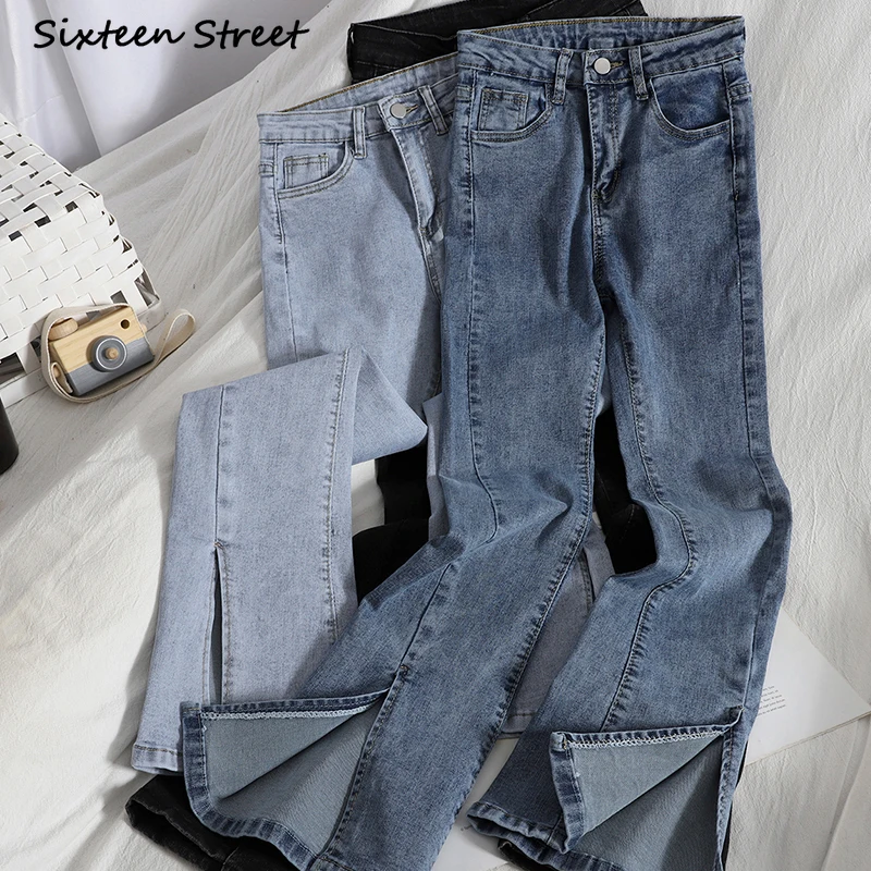 

Jeans Woman High Waisted Leg Split Flared Pants Women Elegant Fashion Y2k Pants Ladies Flare Jeans Denim Vintage Korean Style