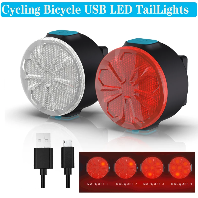 

Cycling Bicycle Bike LED Light Taillight Rear Tail Safety USB Charging Rechargeable Bright Night Lights Warning Riding Equipment