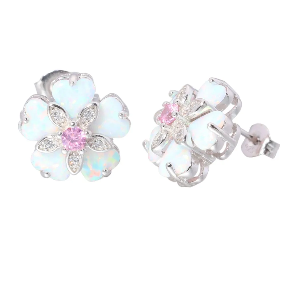 Женские серьги гвоздики с розовым топазом и фианитом вечерние из стерлингового