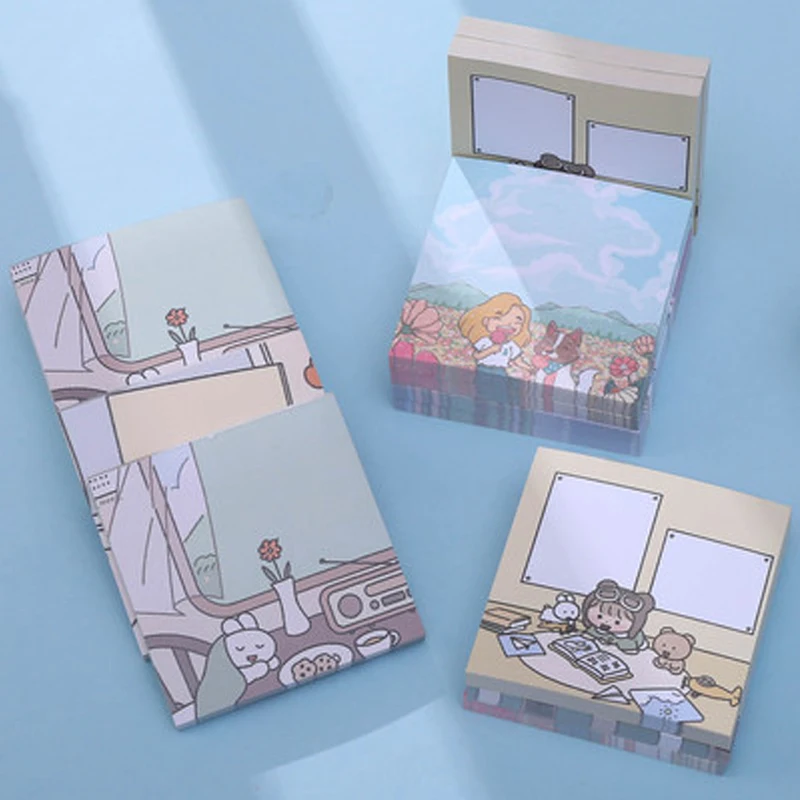 

1PCS Creative Cartoon Sticky Notes Portable Cute Tearable Notepad Students Gift Small Memo Pads 80 Pages Notebook Office School