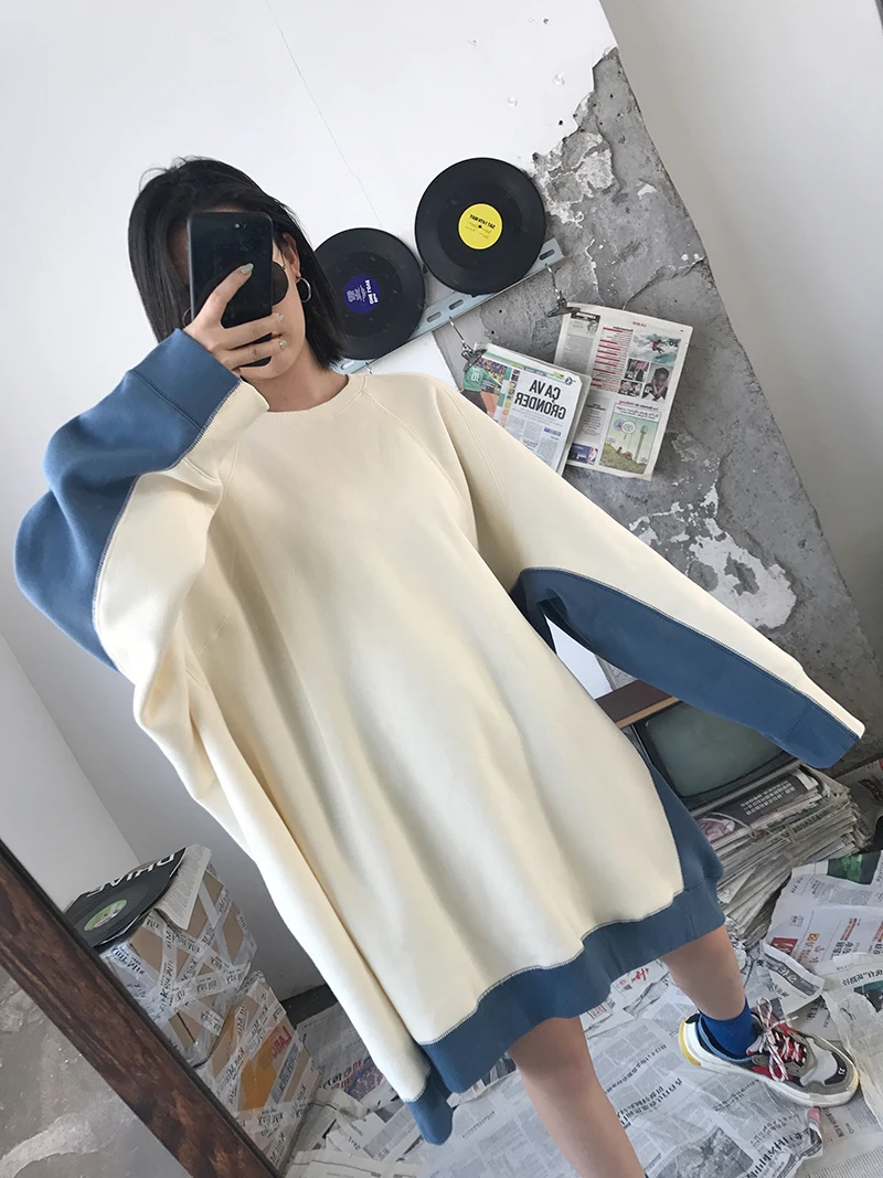 

Fashion Patchwork pRINT Plus Velvet Sweatshirt Harajuku STREETWEAR female loose HoodiesT188