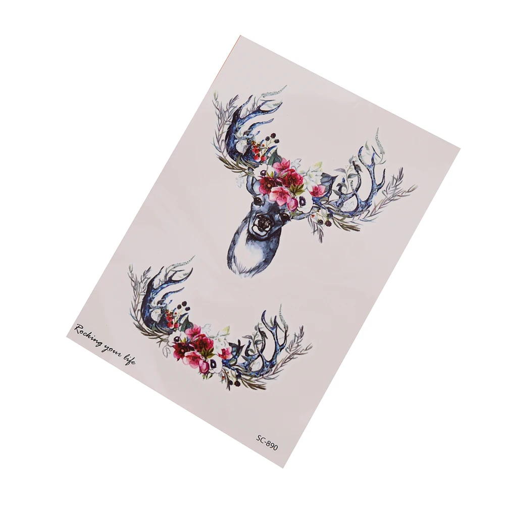 Новая Водонепроницаемая Временная тату-наклейка олени головы оленя бакса рога