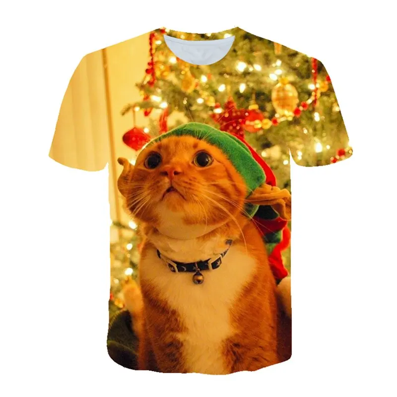 Новинка 2020 летняя Рождественская футболка с 3D принтом Мужская Санта-Клаусом