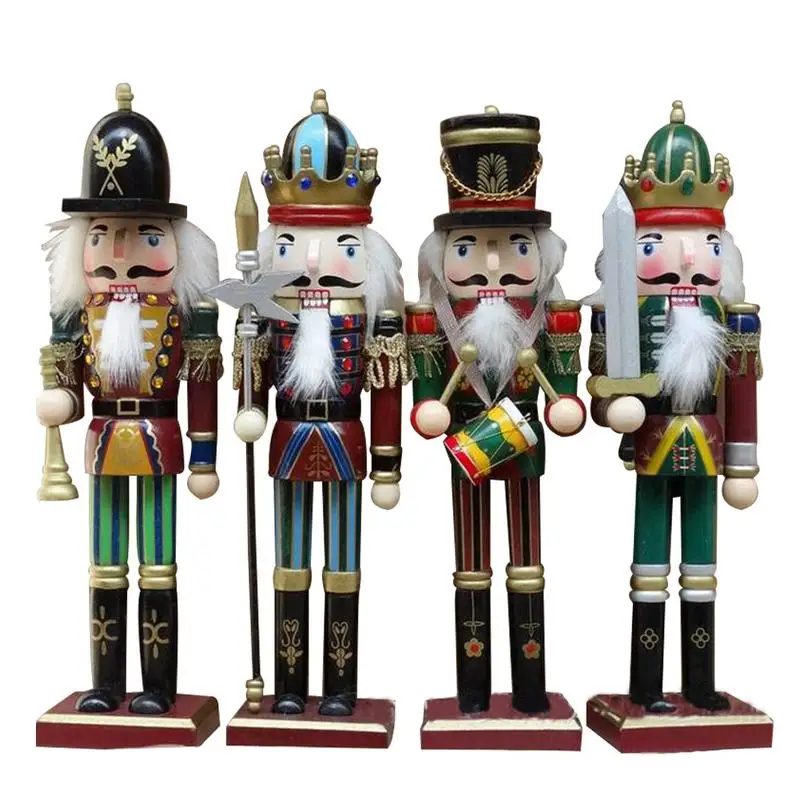 

4PCS/Set 30cm Nutcracker Puppet Soldier Shape Classic Hand Painting Puppet Home Office Mall Window Decor Christmas Gift Kids Toy