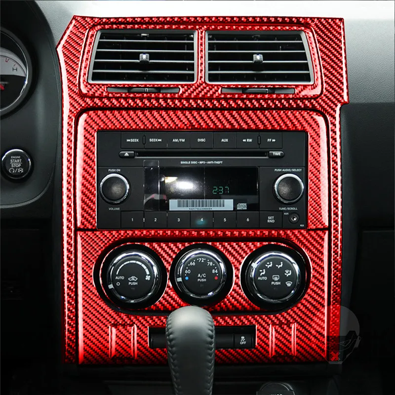 

7Pcs/set For Dodge Challenger 2008-2014 Car Center Console Navigation Air Conditioning Panel Trim Decal Carbon Fiber Sticker