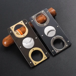 Нож для сигар с двойными лезвиями, карманные гаджеты с покрытием, нож для зигарры, кубинские ножницы для сигар, аксессуары для сигар c3282