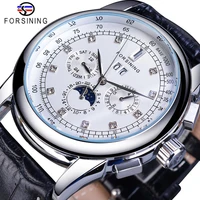 forsining 2019 top brand luxury diamond mechanical automatic man wristwatches moon phase week calendar business fashion clocks