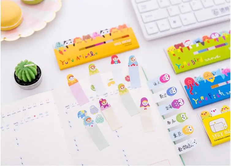 Kawaii блокнот для заметок, креативные милые животные, Липкие заметки, индекс, он, планировщик, канцелярские товары, школьные принадлежности, бумажные наклейки