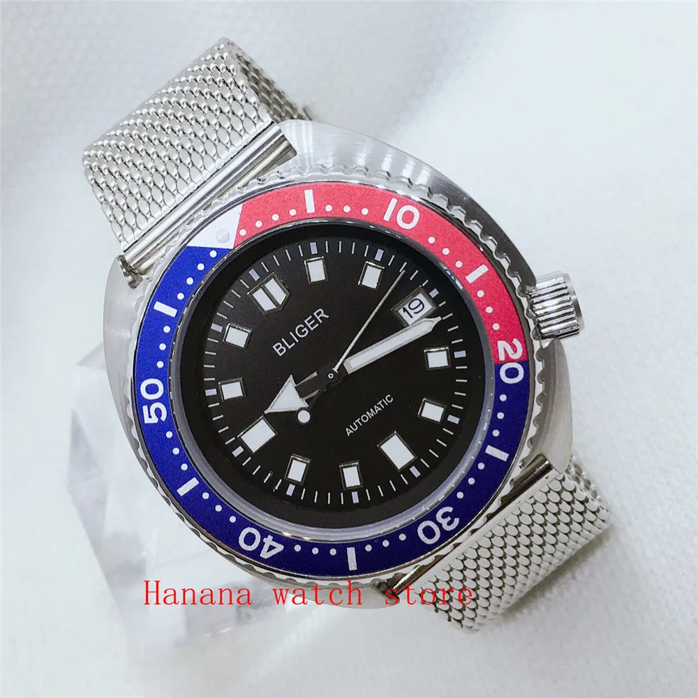 Мужские часы с автоматическим механизмом BLIGER new 45mm24 jewelry NH35A C3 светящийся