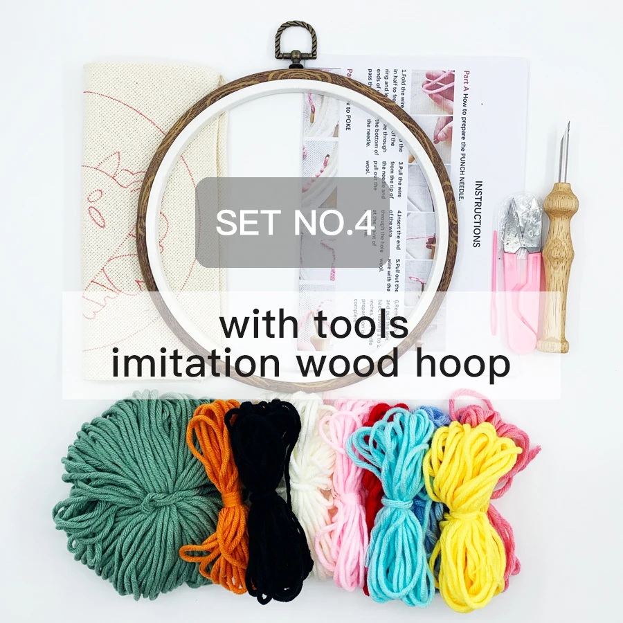 

Flower Punch Needle Embroidery Kit for Beginners Easy Embroidery DIY Needlework Wool Work Home Decor Custom Embroidery