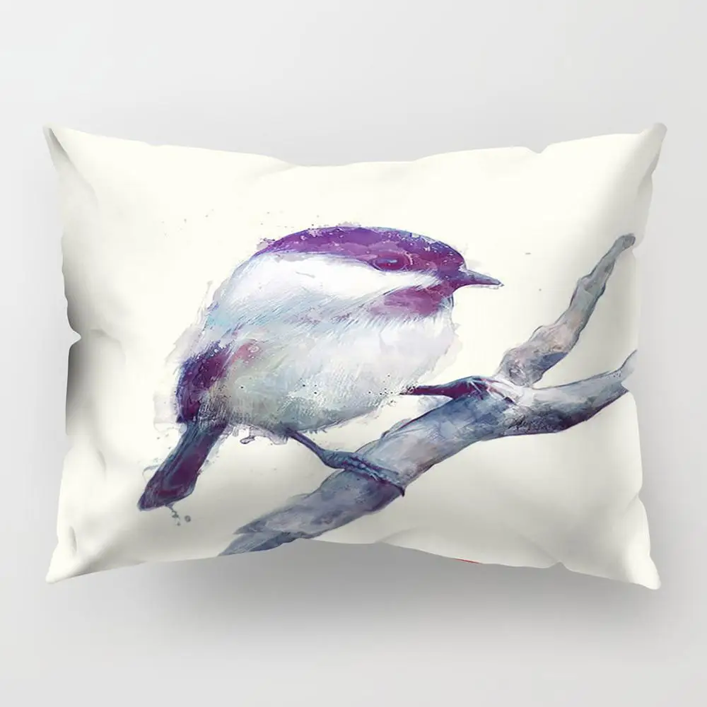 Чехол Подушка с изображением кота птицы цветов неба листьев|Подушка| |