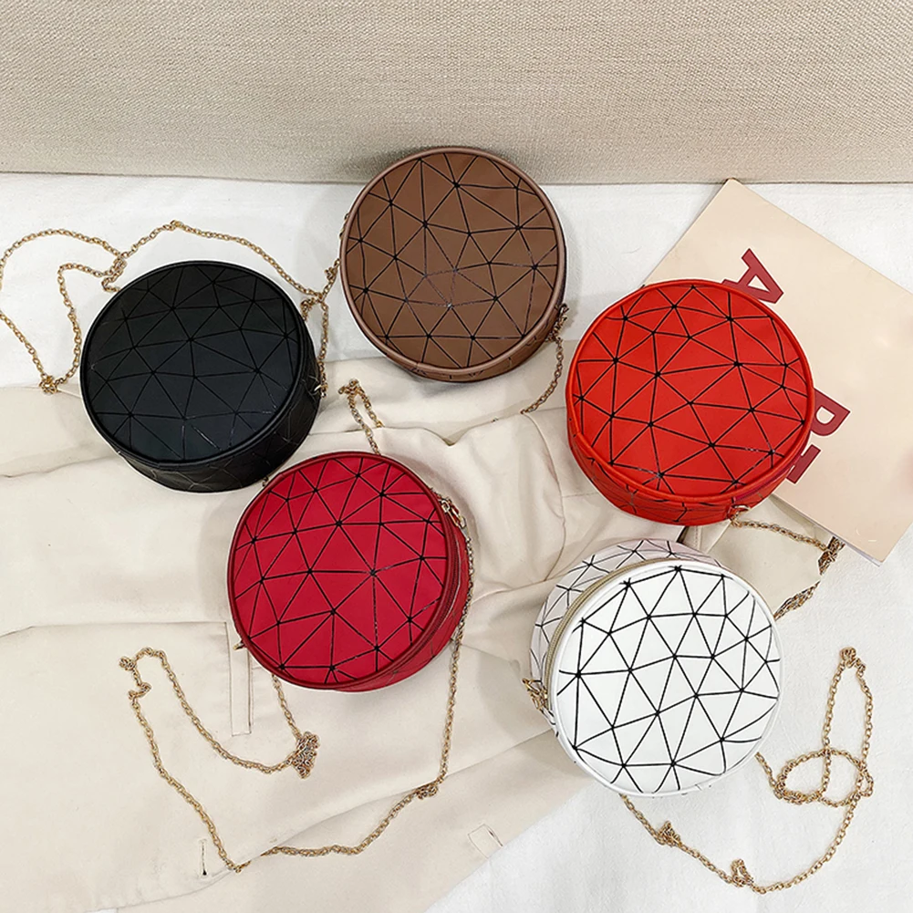 

Модная женская сумка через плечо с круглым принтом, мини-кошелек из искусственной кожи на молнии и цепочке для 2021, элегантные женские сумки-...