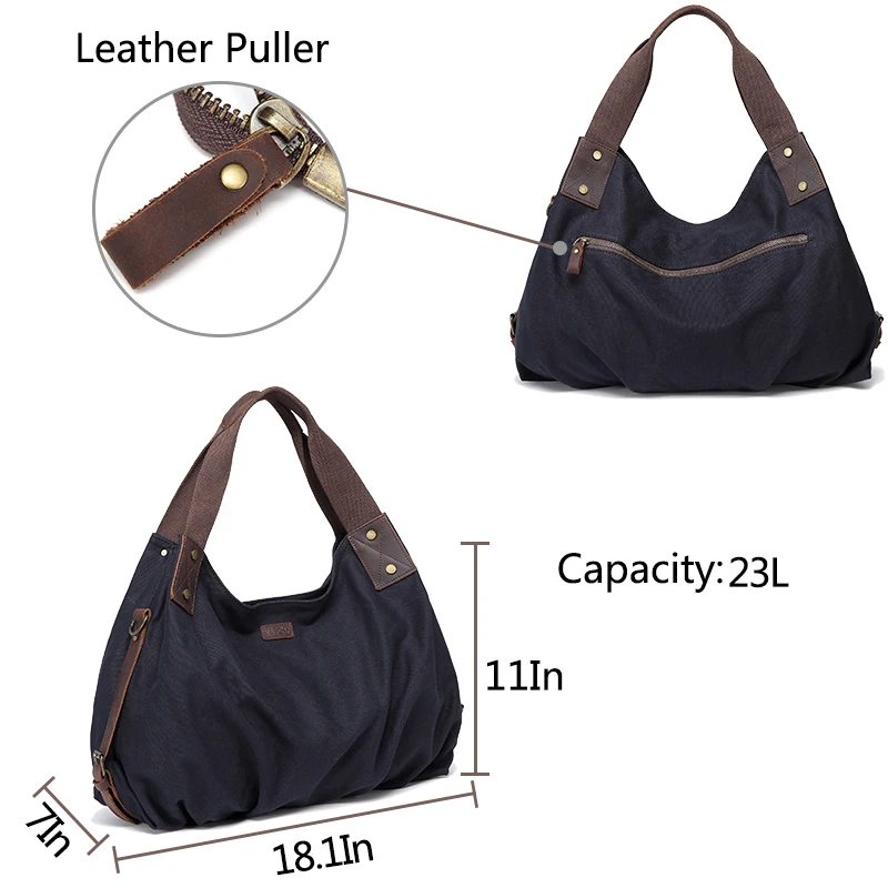 Холщовая сумка хобо VASCHY для женщин винтажная большая кожаная холщовая сумочка