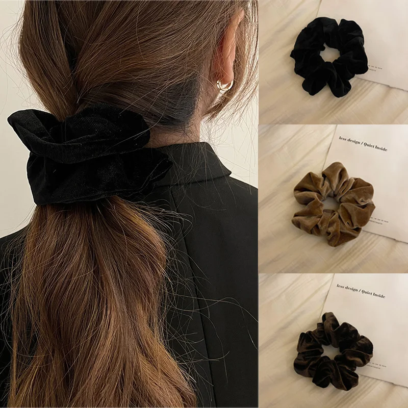 

Ruoshui Woman Winter Velvet Hair Scrunchies Women Elastic Hairband Solid Hair Ring Ties Lady Hair Accessories Ponytail Holders