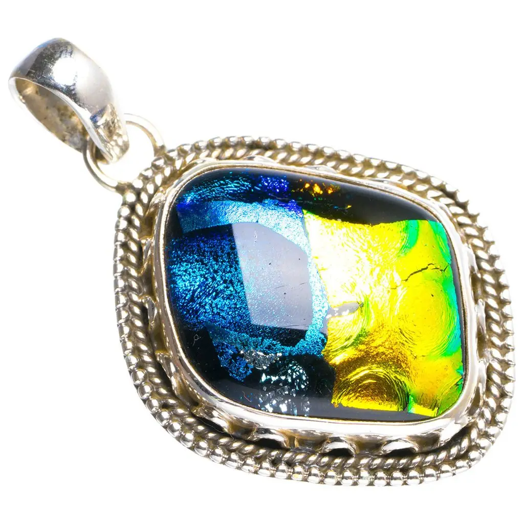 Натуральное Радужное дихроическое стекло ручной работы уникальный кулон из