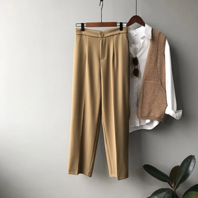 2020 Весенние Новые Стильные корейские свободные штаны женские прямые брюки с