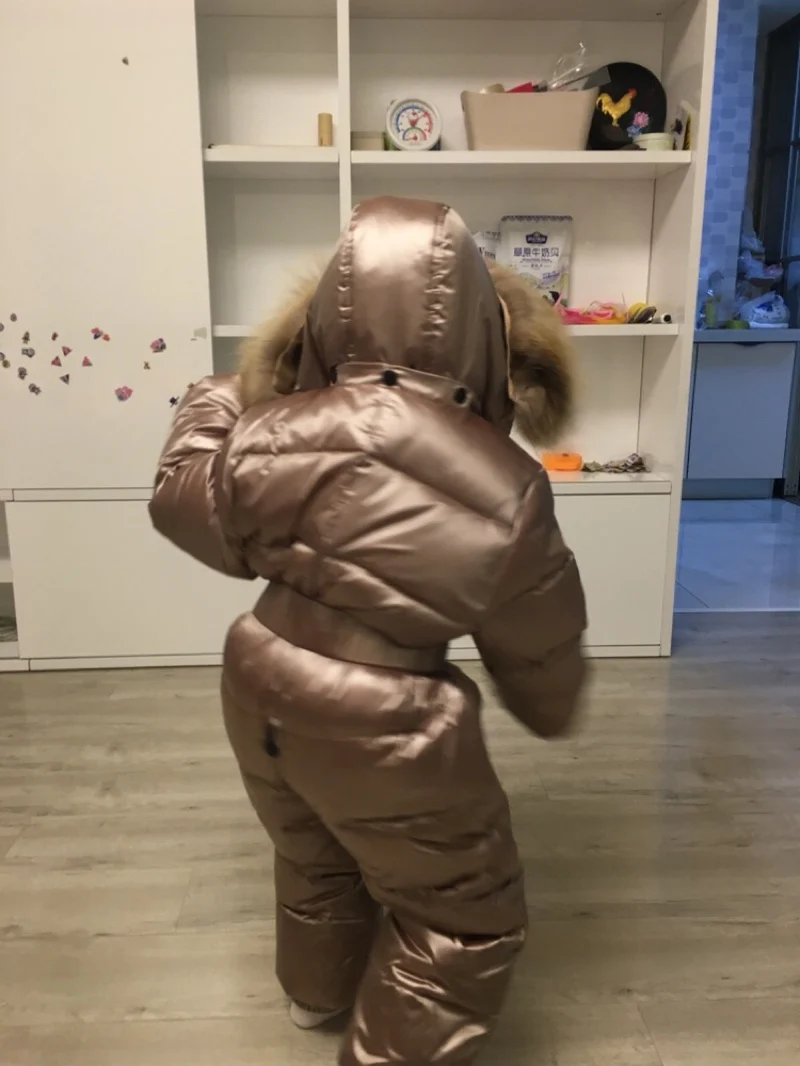 Детская одежда для малышей зимние комбинезоны для мальчиков и девочек комбинезоны на утином пуху, комбинезон с воротником из натурального меха, Детская верхняя одежда детский зимний комбинезон