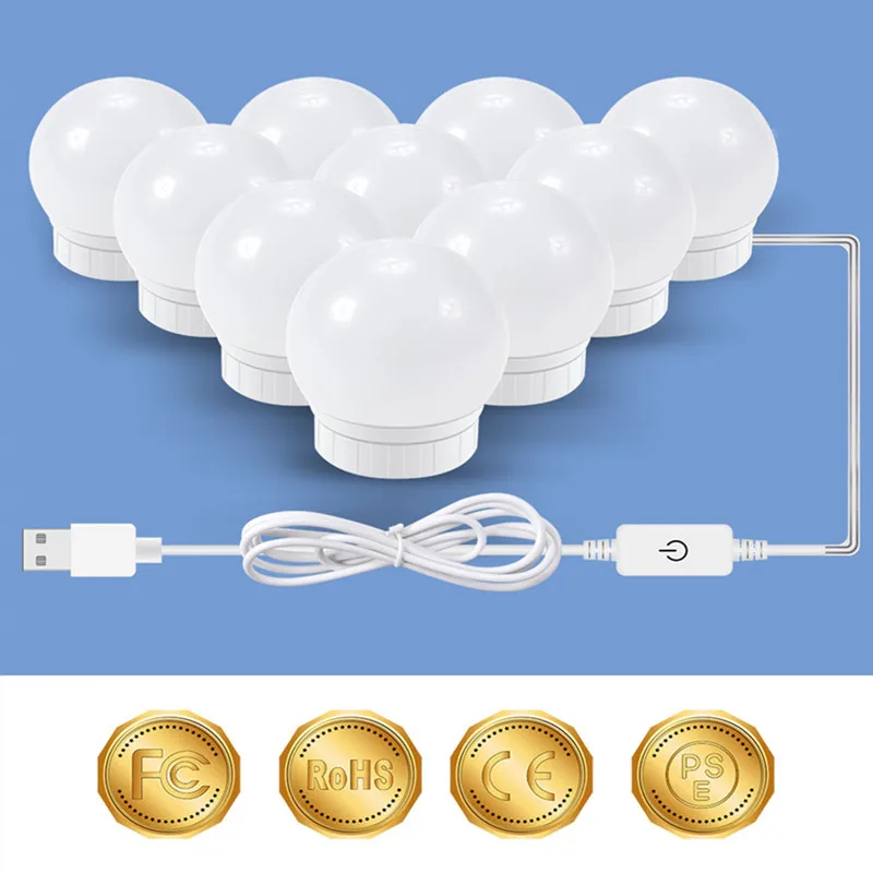 

USB LED Lamp Wall Light 12V Makeup Lamp 6 10 14 Bulbs Kit For Dressing Table Stepless Dimmable Hollywood Vanity Mirror Light