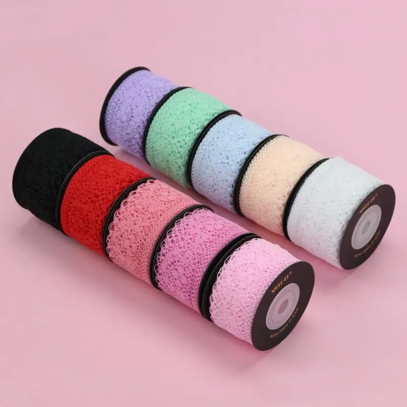 

8 meters Hollow Lace Ribbon Diy Craft Bow Hair Wear Gift Box Flowers Packaging Decorative Ribbons Clothes Sewing Accessories