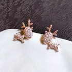 Мода подарок на Рождество серьги-гвоздики в виде оленя для женщин Снежинка Лось Мини кристалл милые свадебвечерние шения аксессуары 2021