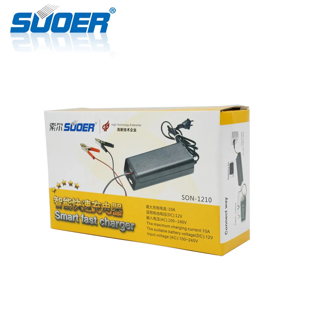 Suoer【 Батарея зарядное устройство применение 】 12V 10A Смарт для быстрой Зарядное