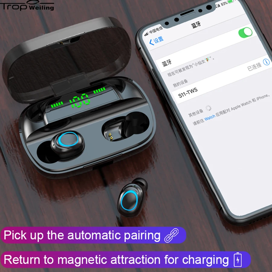 Bluetooth-наушники Trop Weiling TWS настоящие беспроводные bluetooth-наушники гарнитура для