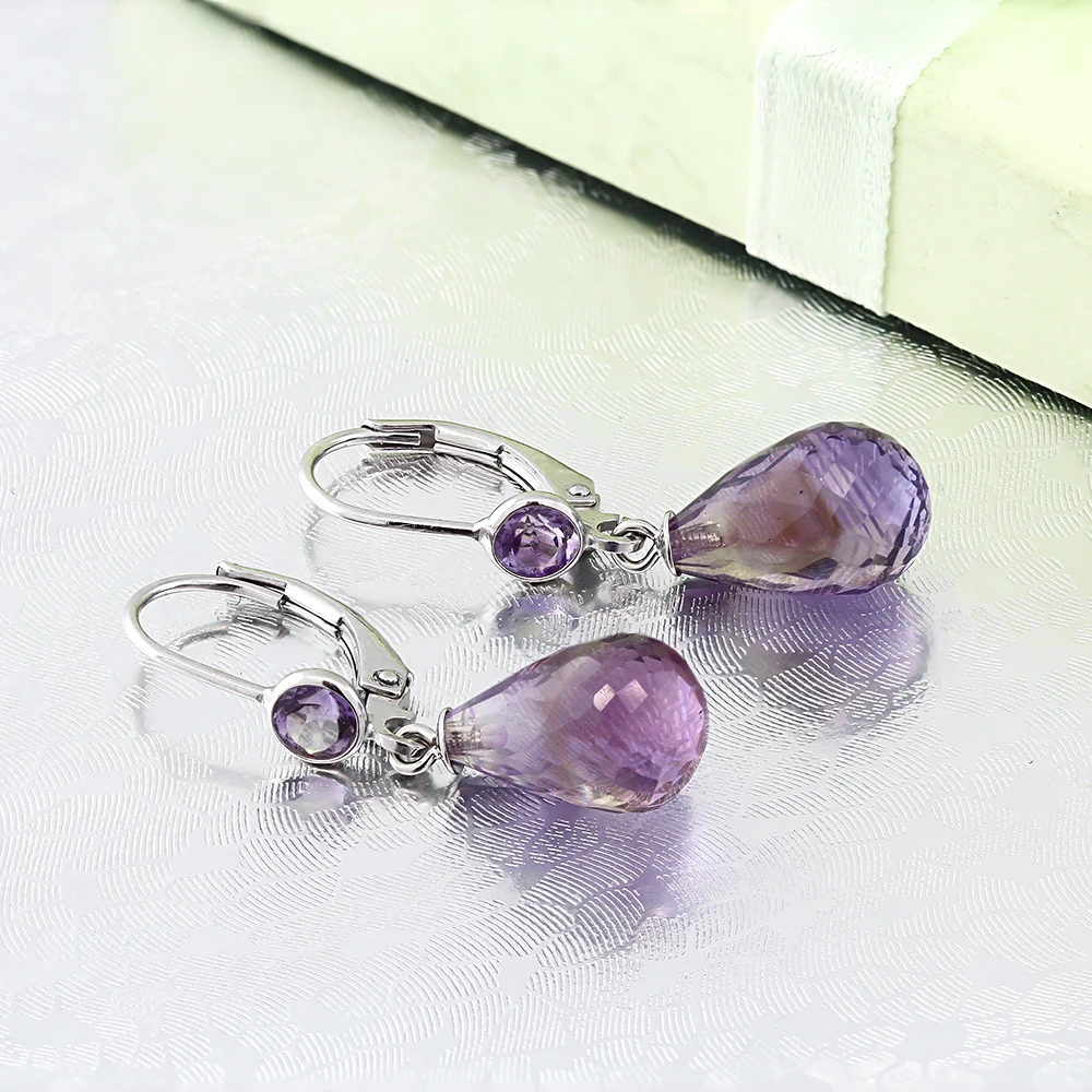 Женские классические серьги GemStoneKing 925 Висячие из серебра пробы 10 00 Ctw Briolette с