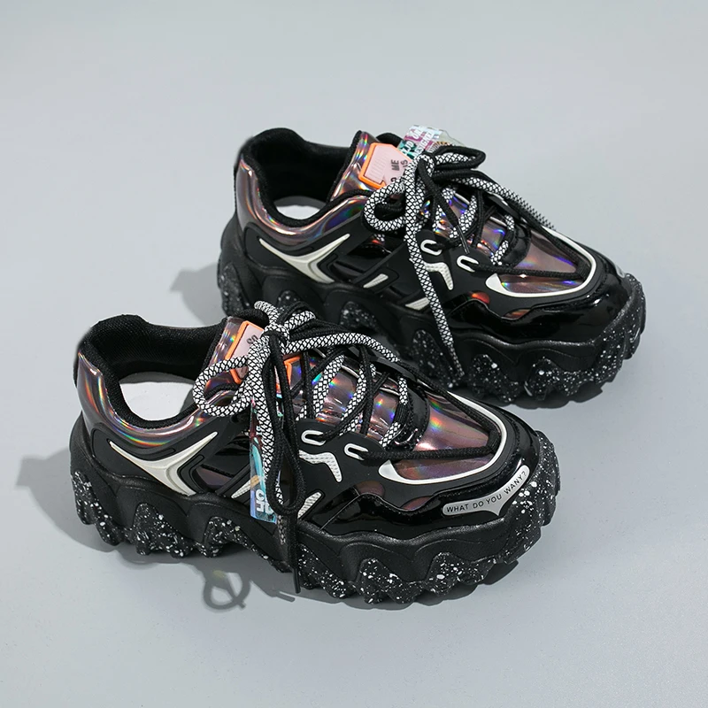 Женские кроссовки с волнистой подошвой ADBOOV повседневная обувь лазерной верхней