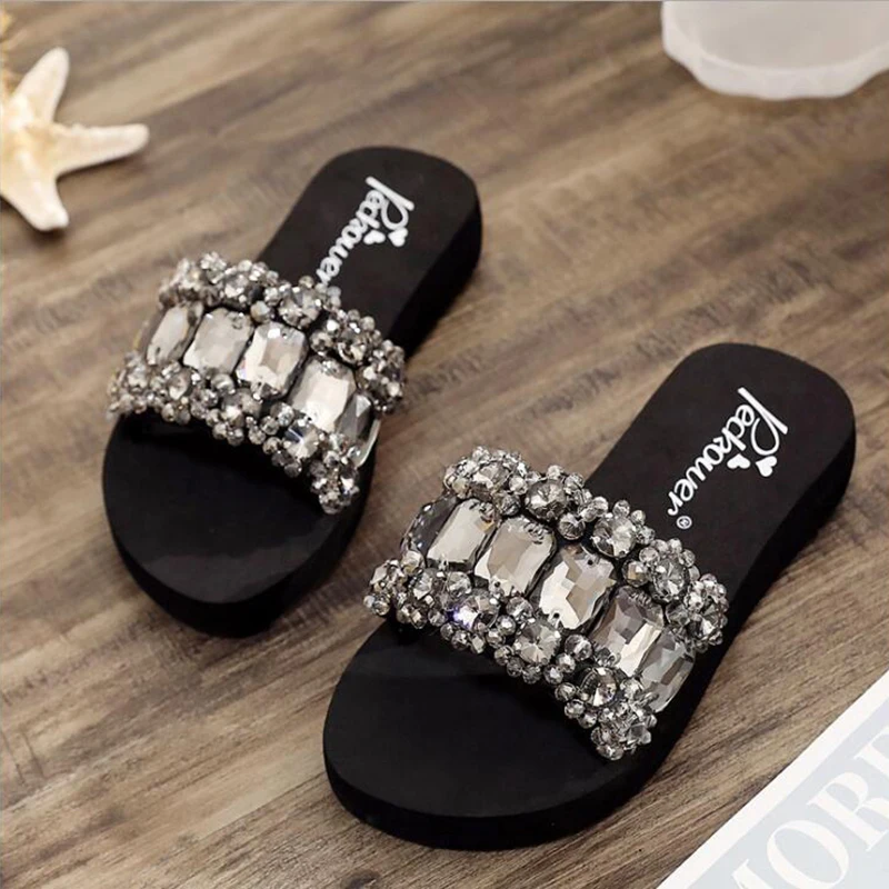 

Childrens slippers girls slippers sweet summer shoes lovely kids slippers gem Rhinestone princess shoes parent child shoes s76
