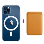 Магнитный чехол для беспроводной зарядки Magsafe для iPhone 11 12 13 Pro Max Mini XR XS 8 7 Plus, магнитный кожаный кошелек, держатель для карт