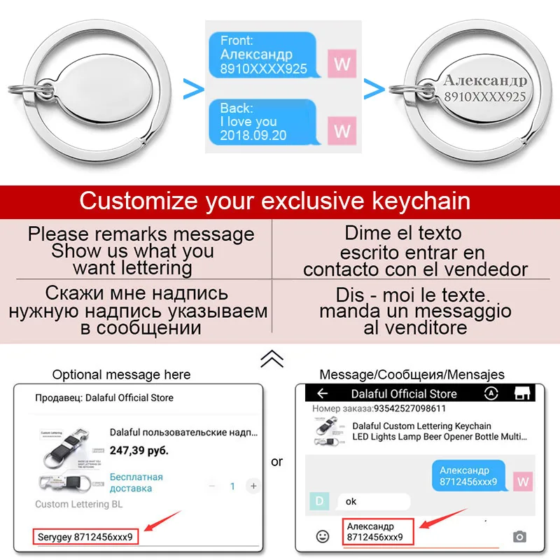 Изысканные изготовленные на заказ овальные брелоки с надписью для
