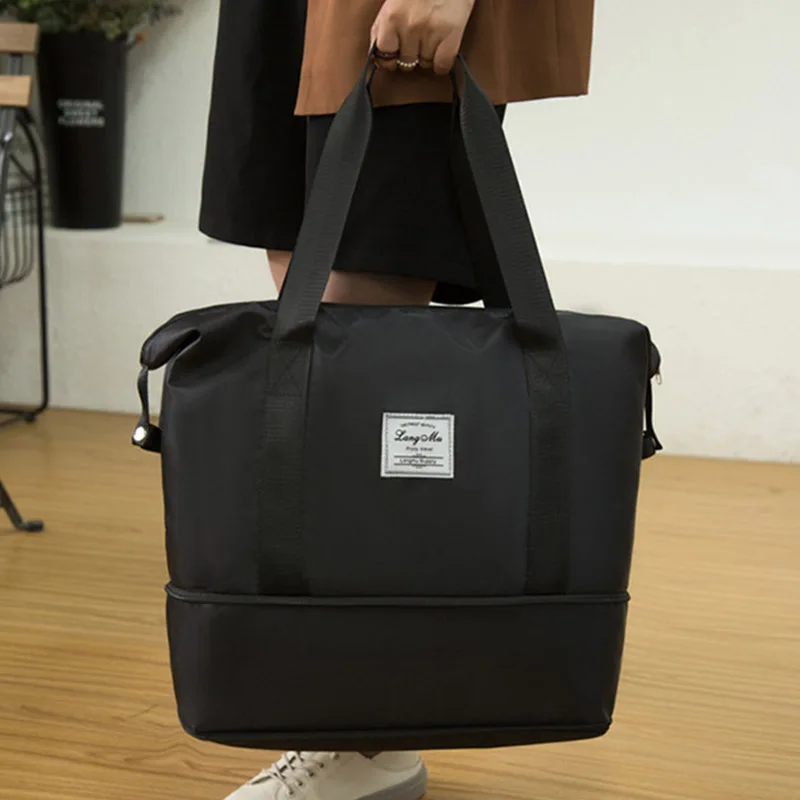 

Fashion Large Travel Bag Women High Capacity Tote Handbag Nylon Waterproof Female Fold Shoulder Bag Girls Weekend Gym Bag