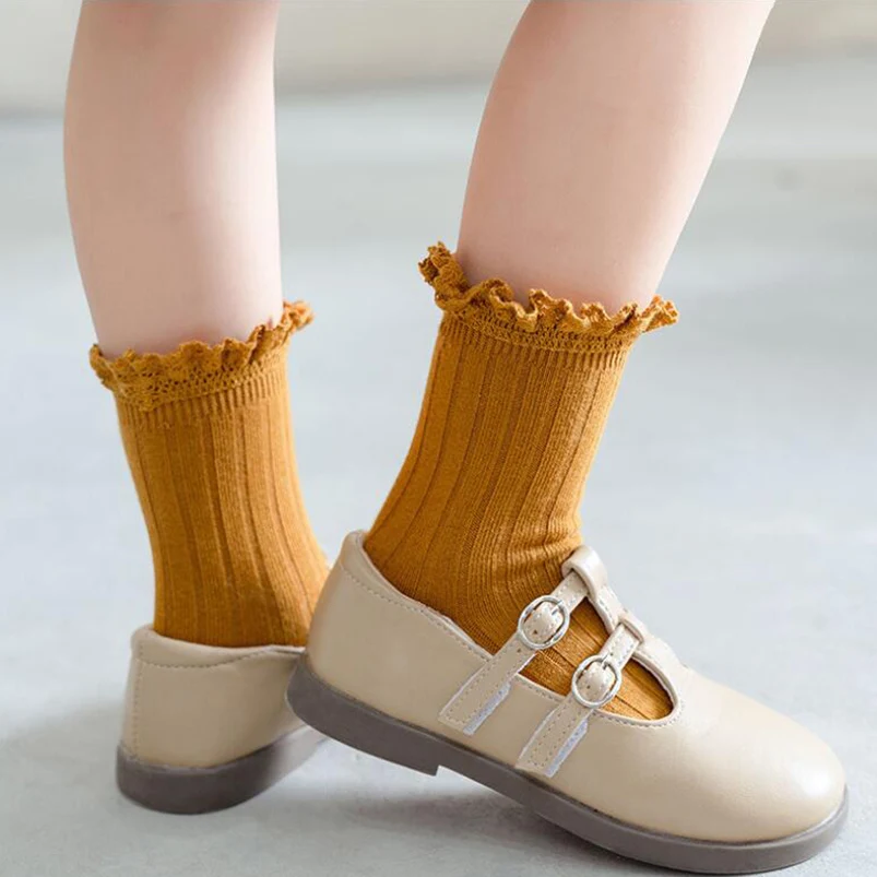 Calcetines hasta la rodilla de algod&oacute;n acanalado para ni&ntilde;a peque&ntilde;a, medias de tubo largo, ropa para ni&ntilde;o, calentadores de piernas, primavera y oto&ntilde;o-0