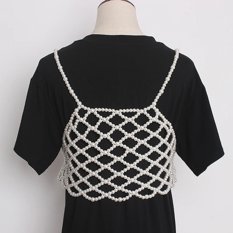 Women's Runway Fashion Pearl Knitted Vest Cummerbunds Female Dress Corsets Waistband Belts Decoration Wide Belt TB1637