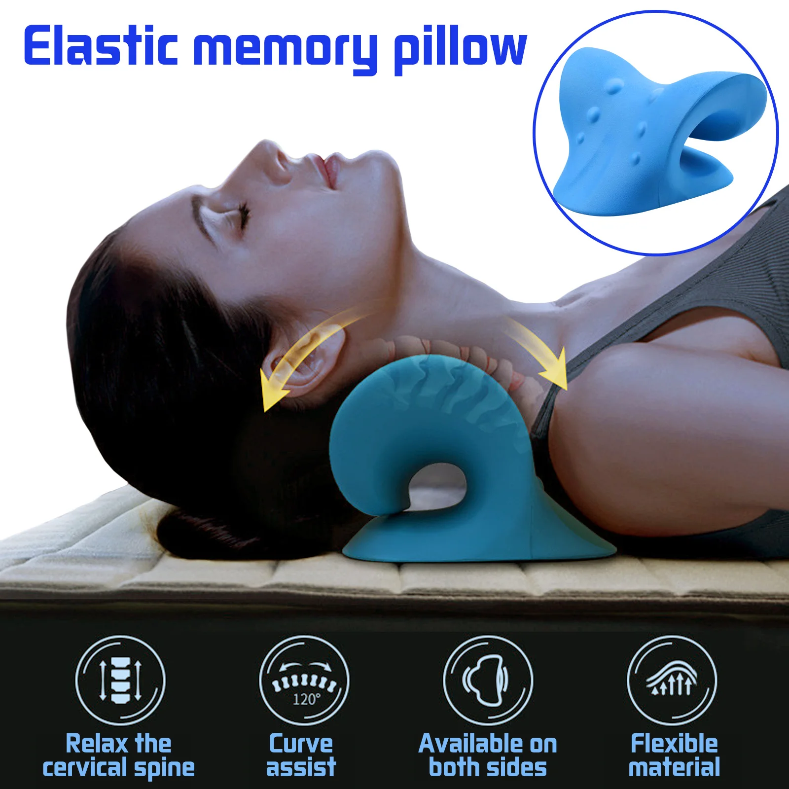 Neck Shoulder Stretcher Relaxer Cervical Chiropractic Traction Device Massage Pillow...