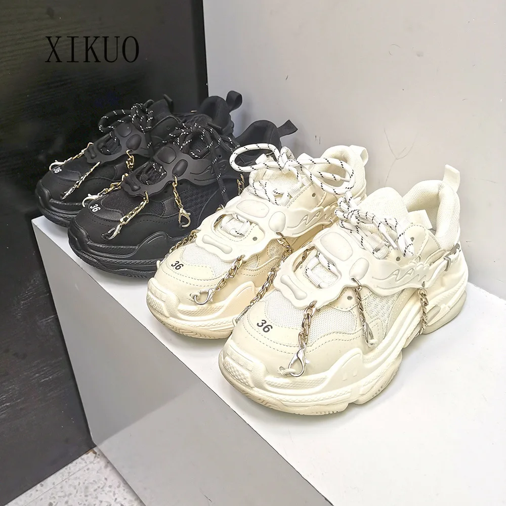 

2021 New Spring Design Sense Chain Thick Bottom All-match Old Shoes Women's Trendy Products Platform Shoes Women Shoes Other