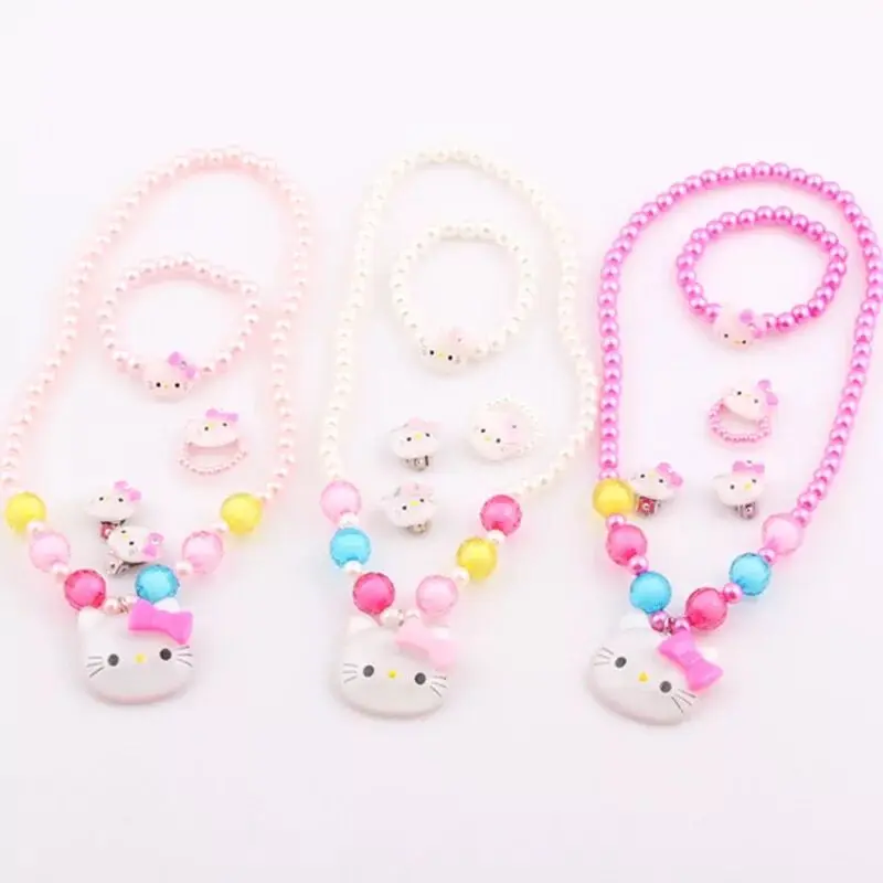 4 шт./компл. бусины принцессы с имитацией жемчуга кошка милое ожерелье браслеты