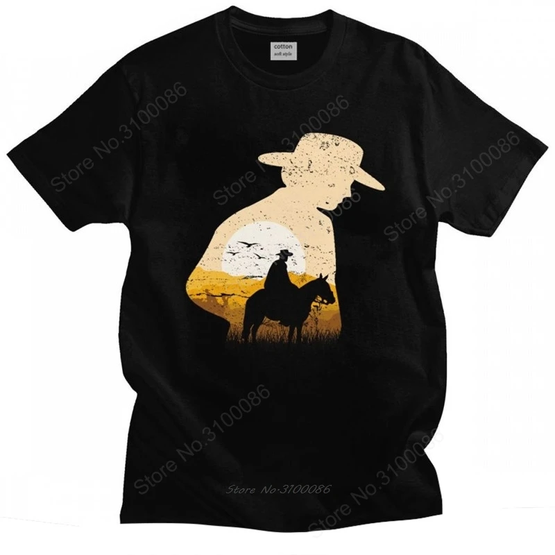 

Cowboy Sunset Horse Riding T Shirt for Men 100% Cotton Stylish T-shirt O-neck Short Sleeves Equestrian Rider Tee Tops Clothing