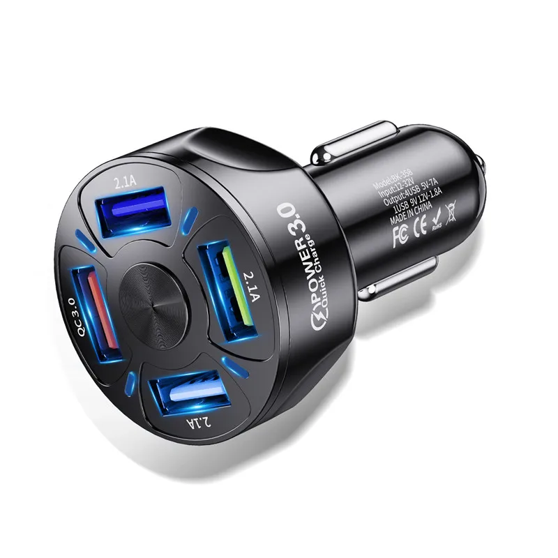 

Car USB Charger 7A 48W 4 port Quick Charge 3.0 4.0 Universal Fast Charging For iphone 11 Pro Samsung a31 Car Cigarette Adapter