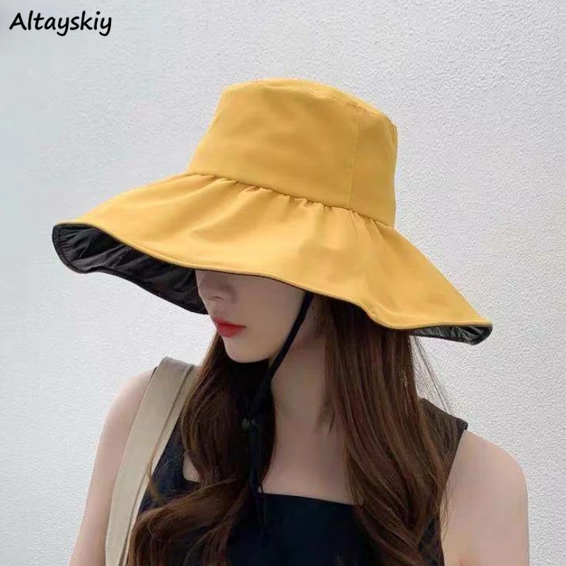 Women Sun Hats Elegant Pleated Temperament Fashion Leisure Beach Teens Tender Uv Resistant Sunproof Retro Korean Style Sweet New