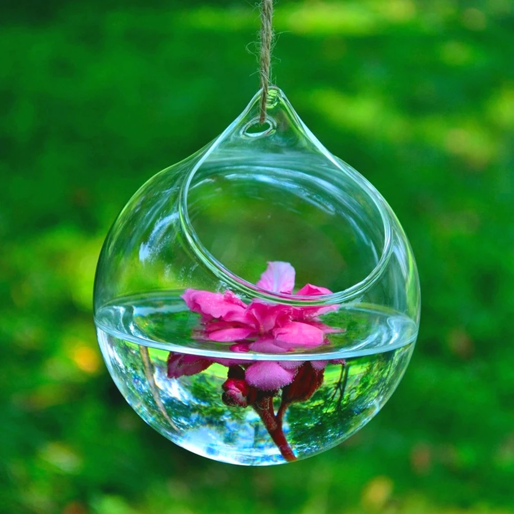 

Home Office Wedding Garden Decor 10/12cm Transparent Clear Glass Round Terrarium Flower Plant Stand Hanging Vase Hydroponic