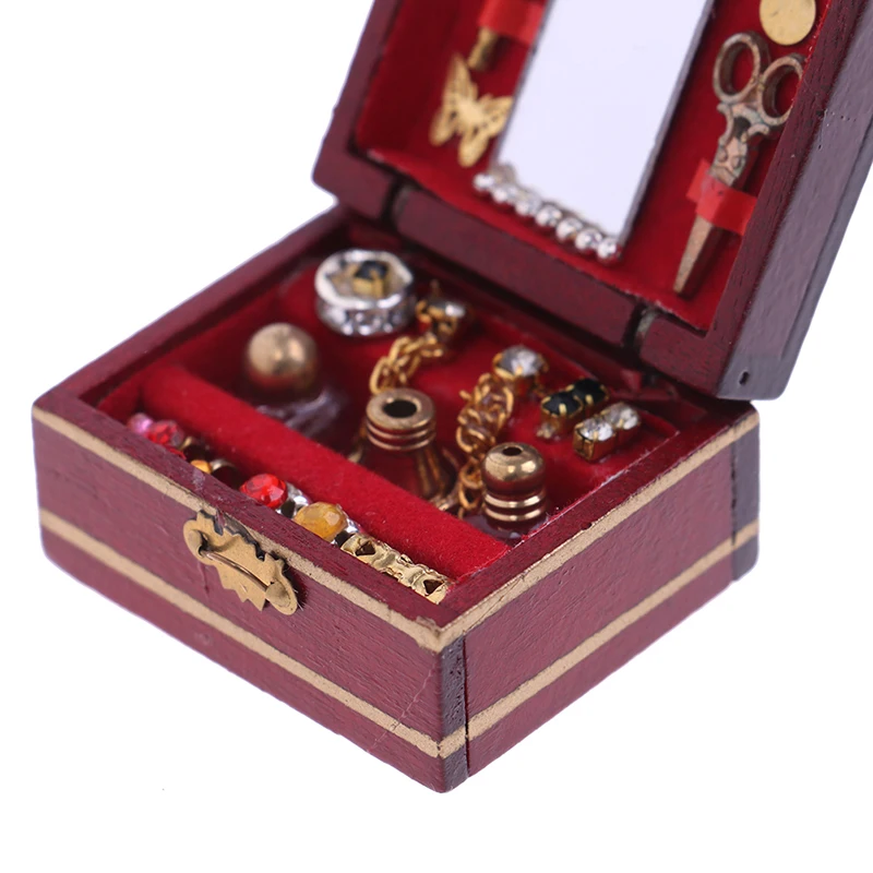 

1:12 Dollhouse miniature filled wooden jewelry box room accessorie decorations