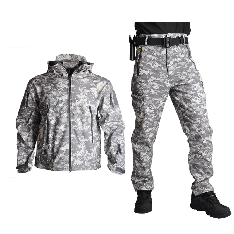 

Mens Winter Clothing TAD Tactical Jackets Men Soft Shell Jacket Army Windproof Camo Hunting Suit Shark Skin Military Hiking Suit