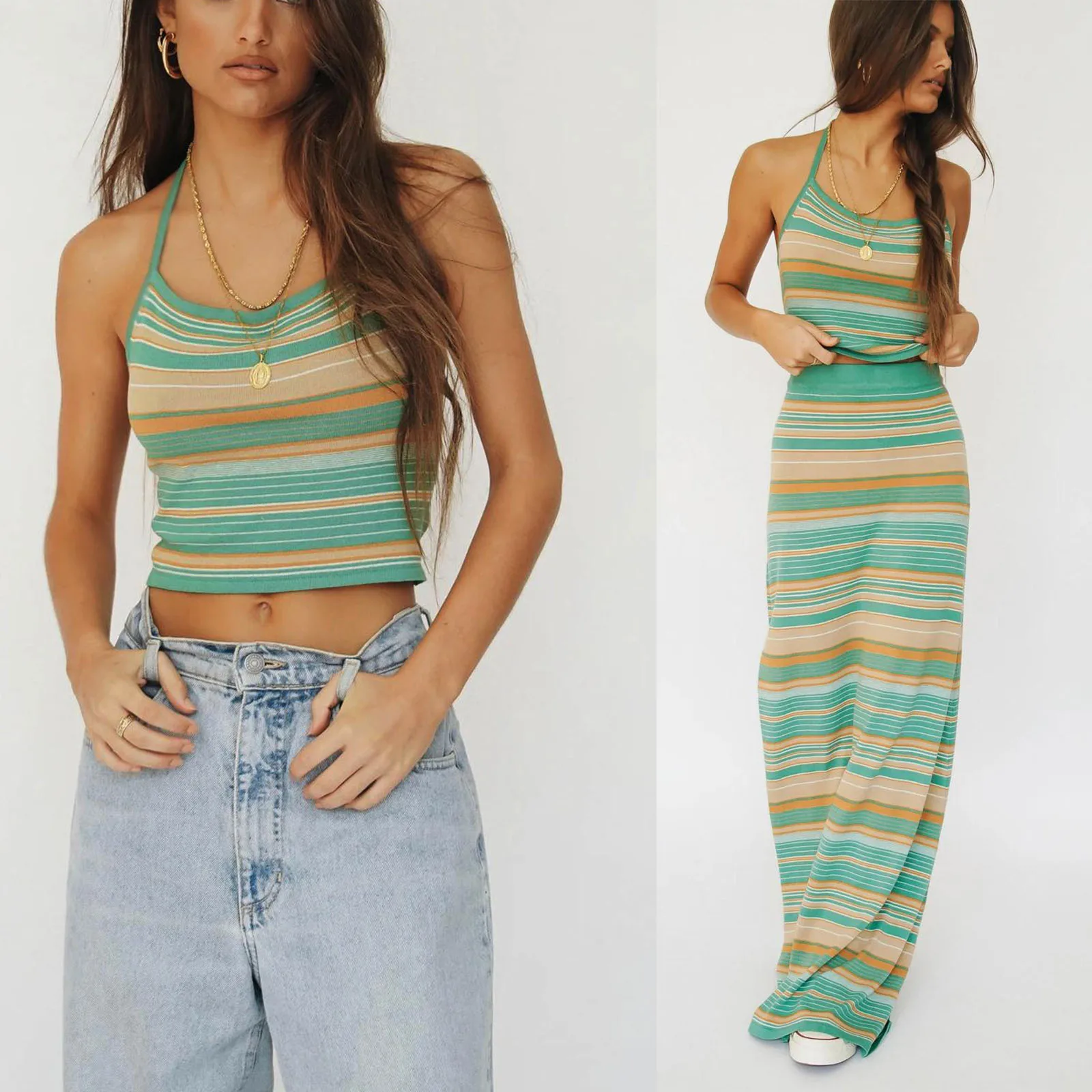 Женский летний наряд в полоску облегающий укороченный топ на шнуровке с