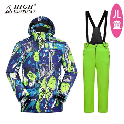 boy SET 14 Детский лыжный костюм, зимний костюм для детей, зимняя куртка и штаны, костюм для сноуборда для мальчиков и девочек, лыжная одежда - Цвет: boy SET 14